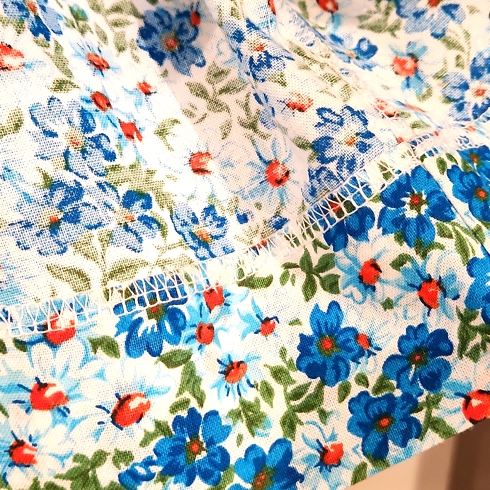 HANDMADE BABY GIRLS 3 PC BLUE, WHITE, ORANGE DRESS OUTFIT SET - Picture 4 of 9